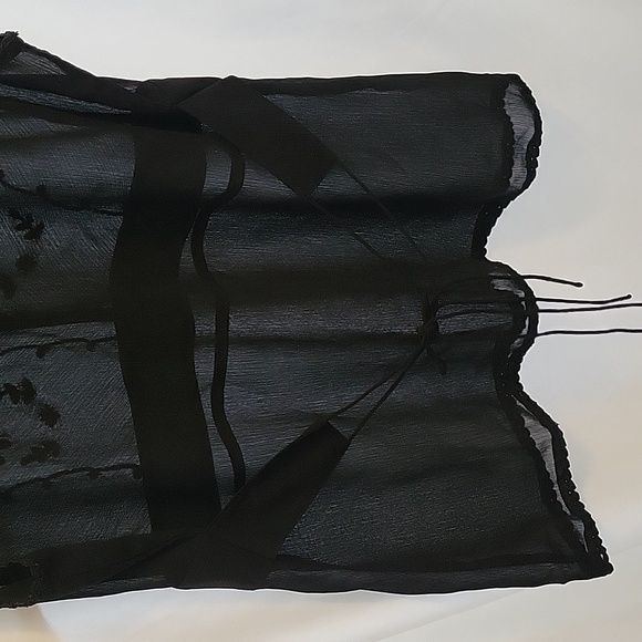 Old Navy Sheer Capped-Sleeve Tie-Back     Size XL Black Blouse - Picture 4 of 6